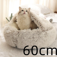 2 In 1 Dog And Cat Bed Pet Winter Bed Round Plush Warm Bed House Soft Long Plush Pets Bed Pet Products - Trends Zone