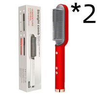 New 2 In 1 Hair Straightener Hot Comb Negative Ion Curling Tong Dual-purpose Electric Hair Brush - Trends Zone