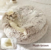 2 In 1 Dog And Cat Bed Pet Winter Bed Round Plush Warm Bed House Soft Long Plush Pets Bed Pet Products - Trends Zone