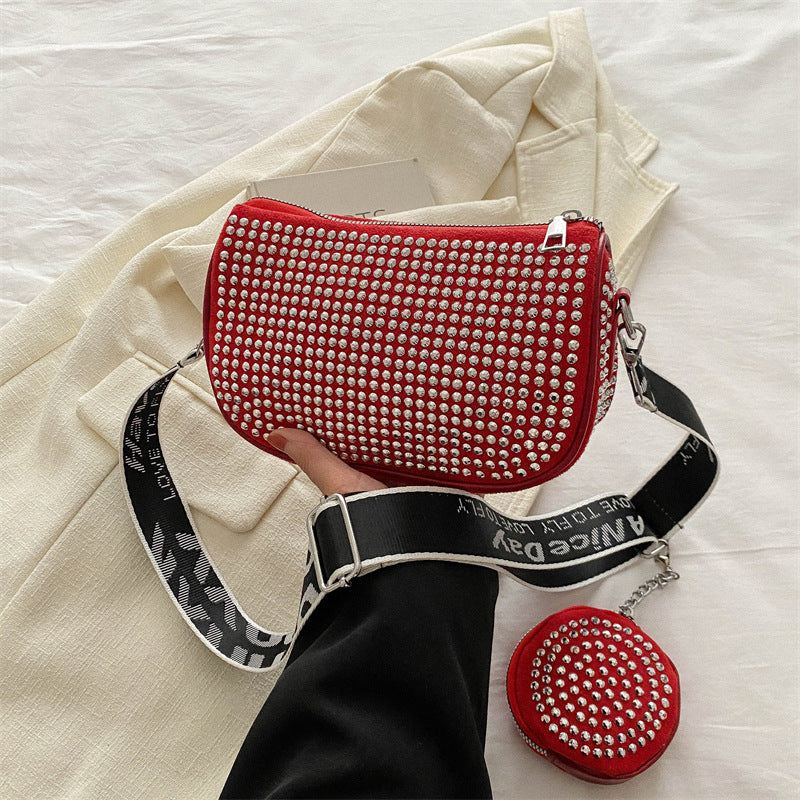 Luxury Rhinestone Shoulder Bag with Mini Purse – Chic Crossbody for Women - Trends Zone
