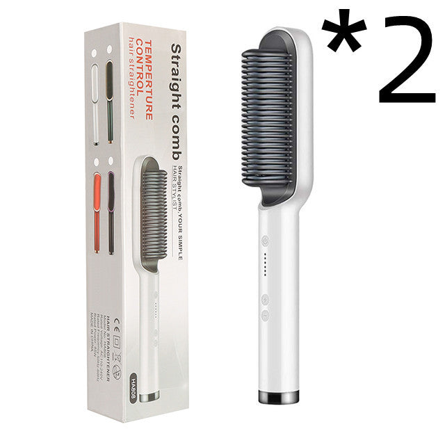 New 2 In 1 Hair Straightener Hot Comb Negative Ion Curling Tong Dual-purpose Electric Hair Brush - Trends Zone