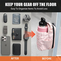 Magnetic bottle sling bag worn at the gym