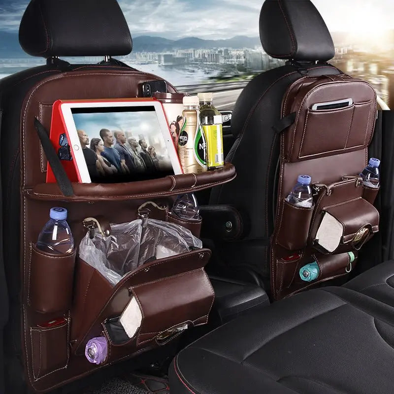 Leather Car Storage Bag – Durable Waterproof Seat Back Organizer for Car Interiors – Trends Zone