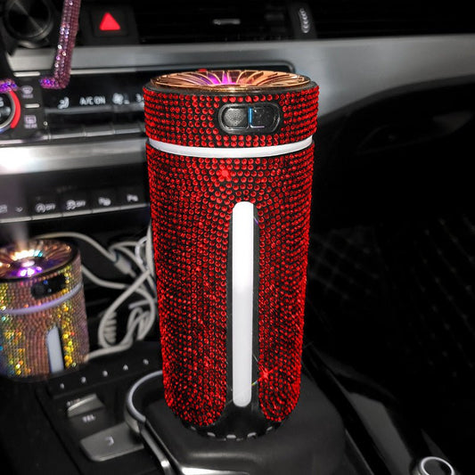 Luxury Diamond Car Humidifier – LED Light Aromatherapy Diffuser & Air Purifier for Women – Trends Zone