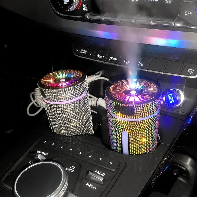 Luxury Diamond Car Humidifier – LED Light Aromatherapy Diffuser & Air Purifier for Women – Trends Zone