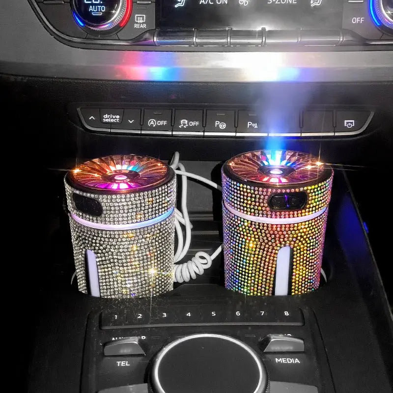 Luxury Diamond Car Humidifier – LED Light Aromatherapy Diffuser & Air Purifier for Women – Trends Zone