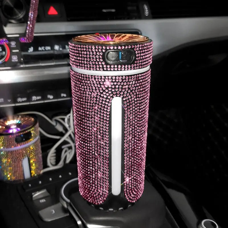 Luxury Diamond Car Humidifier – LED Light Aromatherapy Diffuser & Air Purifier for Women – Trends Zone