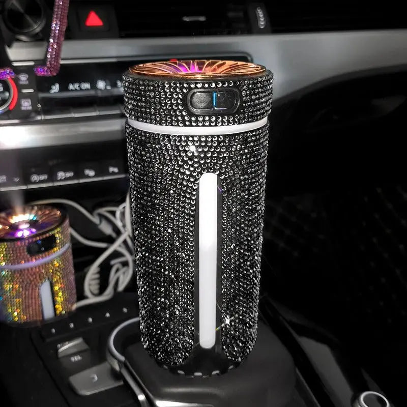 Luxury Diamond Car Humidifier – LED Light Aromatherapy Diffuser & Air Purifier for Women – Trends Zone