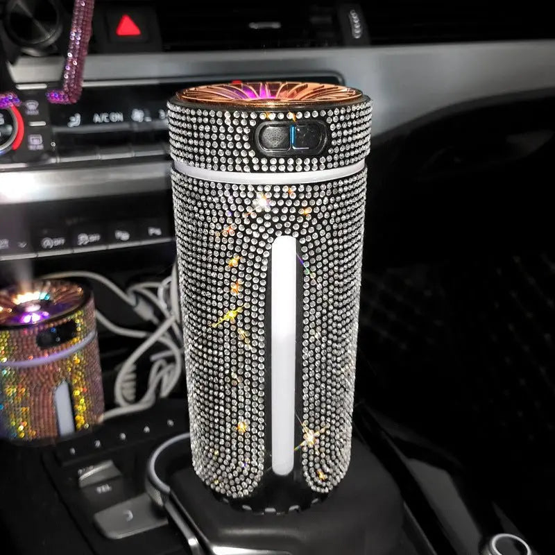 Luxury Diamond Car Humidifier – LED Light Aromatherapy Diffuser & Air Purifier for Women – Trends Zone