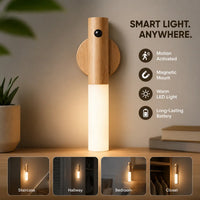 Wood Motion Sensor Night Light – Wireless Rechargeable LED for Hallways, Stairs & Wardrobes - Trends Zone