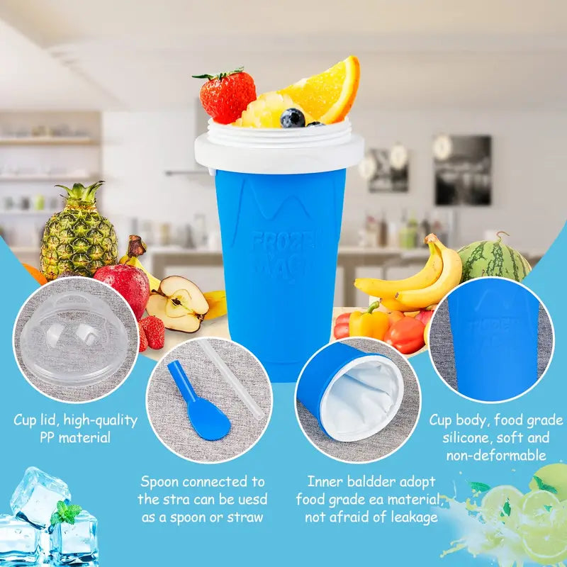 350ml Silicone Cup for Slushies and Ice Cream, Magic Straw - Trends Zone