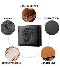 Men's Zipper Wallet Lion Embossed Pattern Animal - Trends Zone