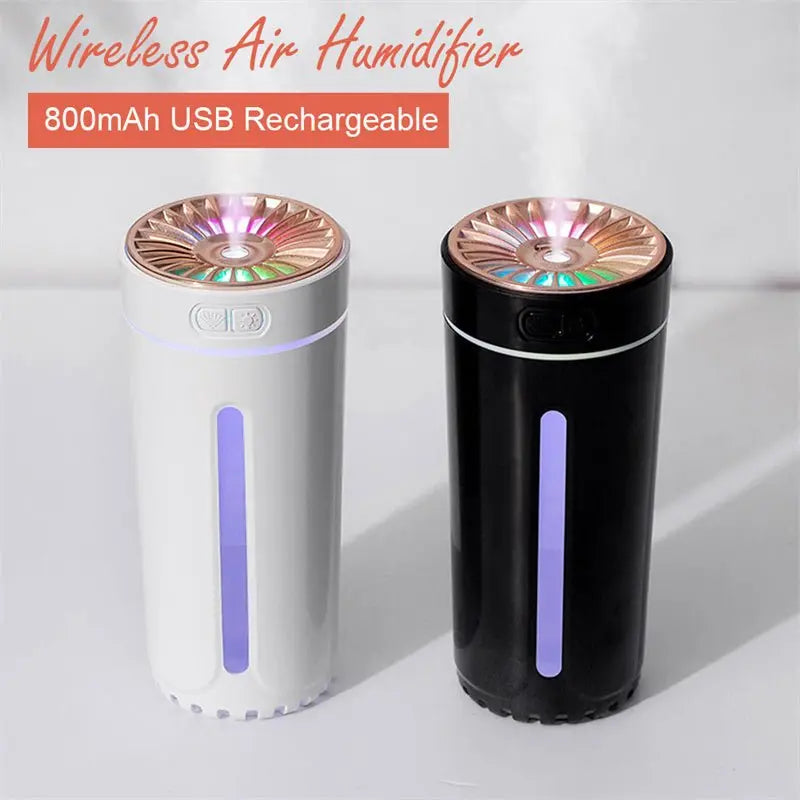 Wireless Air Humidifier – Rechargeable Ultrasonic Diffuser with Colorful Lights & Cool Mist for Car – Trends Zone